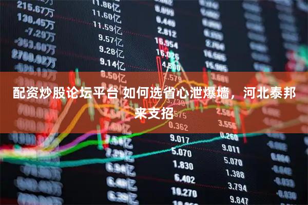配资炒股论坛平台 如何选省心泄爆墙，河北泰邦来支招